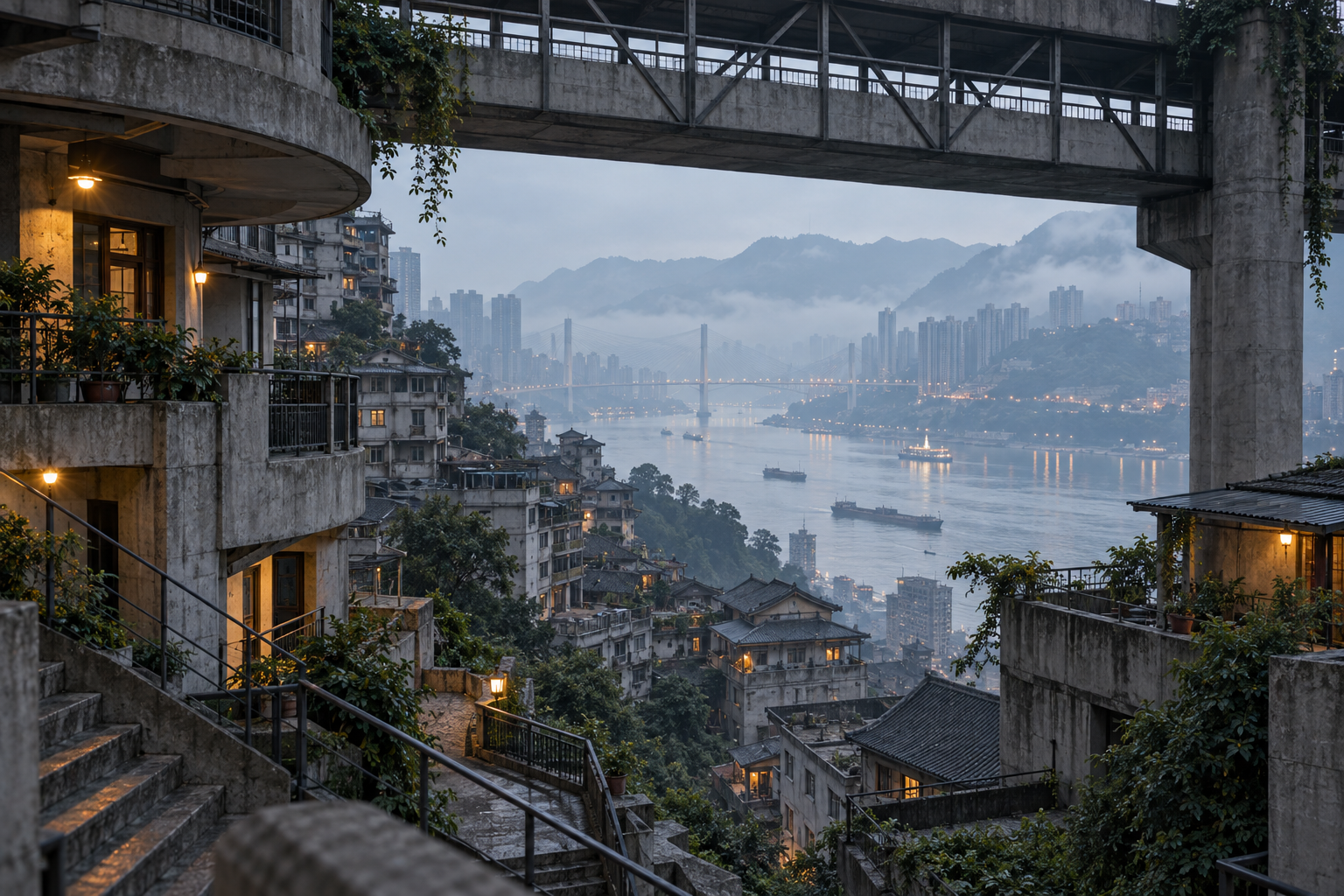 被建筑框住的江面